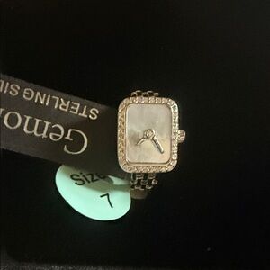 Emilio mother of Pearl Sterling Silver watch ring NWT